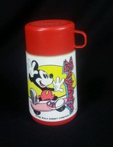 RARE Vtg Mickey Mouse Club Thermos Aladdin 1970&#39;s Walt Disney Pink Skate... - £14.15 GBP