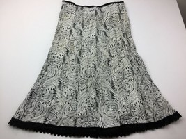 Style &amp; Co Women&#39;s Broomstick White Skirt Black Lace Hem Crinkle Flare S... - £23.59 GBP