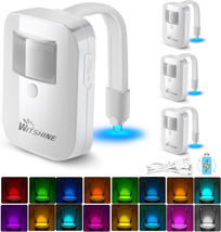 Witshine 4 Pack Rechargeable Toilet Night Light, Motion Sensor Activated LED Bow - £35.73 GBP