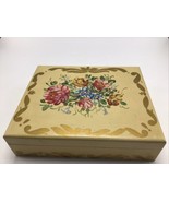 Dresser Box Wood Tole Hand Painted Hinged Floral Shabby Cottage Decor Vi... - £18.87 GBP