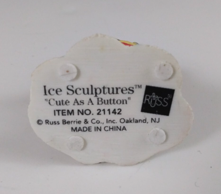 Russ Ice Sculptures Cute as a Button #21142 Mini Collectible Snowman Figurine Item image 6