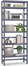 Homykic Bamboo Bookshelf, 6-Tier 63” Tall Adjustable Bookcase Book Shelf,, Grey - £85.50 GBP