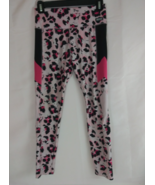 Justice Girls Active Pink &amp; Black Leopard Print Tech Pocket Leggings Lar... - $174.78 MXN