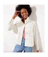 Loft Canvas Utility Jacket Khaki Small Linen Cotton Cargo Tan Pockets Bo... - $47.53 CAD