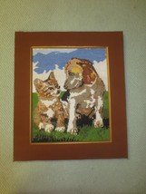 Matted CAT or KITTEN &amp; DOG or PUPPY FRIENDS CROSS STITCH - 14.5&quot; x 17&quot; - $14.85