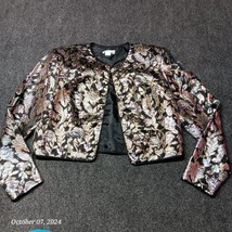 Vintage Patra Metallic Open Blazer Women 10 Gold and Black With Shoulder... - $18.47