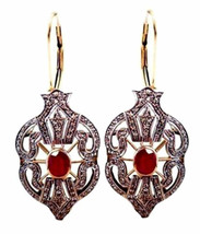Victorian 2.51ct Rose Cut Diamond Ruby Ladies Engagament Halloween Earrings - £490.80 GBP