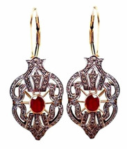 Victorian 2.51ct Rose Cut Diamond Ruby Ladies Engagament Halloween Earrings - £493.92 GBP