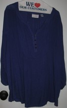 Womens Plus 22/24 Avenue Purple Flowing 1/2 Button V-Neck Tunic Shirt Top Blouse - £15.00 GBP