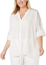 Alfani Womens Plus Size Crochet Tie Front Blouse Color Bright White Color 3X - £94.14 GBP