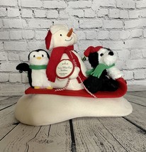 Hallmark Jingle Pals 2007 Snowman Sleigh Ride Musical Sled Penguin Dog See Video - £19.95 GBP