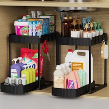 2 Pack Multi-Purpose Pull-Out Storage Organizers, Under Sink Organizers, Black - $27.73