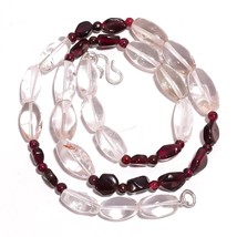 Natural Crystal Mozambique Garnet Gemstone Smooth Beads Necklace 17&quot; UB-3210 - £7.73 GBP