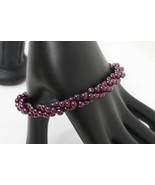 Sterling Silver Purple Bead Twisted Triple Strand 7.5&quot; Bracelet - £12.54 GBP