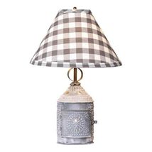 Paul Revere Tin Lamp with Gray  Shade in distressed weathered Zinc - SALE image 2