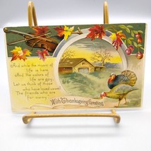 Antique Thanksgiving Postcard Embossed, Autumn Greeting Printed in Germany - £24.38 GBP