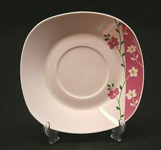 Classic Style Gibson Everyday China 6&quot; Square Saucer Plate Pink White Floral - £7.09 GBP