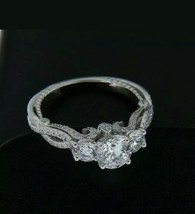 1.50Ct Simulé Diamant 14k Plaqué or Blanc Filigrane Vintage Engagement Ring - £91.32 GBP
