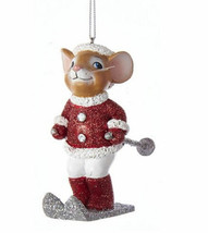 Kurt S. Adler Resin Red &amp; White Christmas Mouse Elf On Skis Christmas Ornament - £8.56 GBP