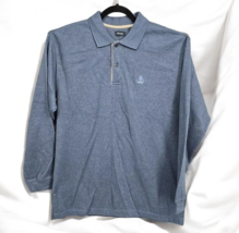 Izod Sweater Men Large Blue 2 Button Pul-Over Embroidered Logo Long Sleeve Polo - £9.65 GBP