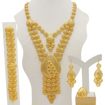 Dubai Women Gold Color Jewelry Sets African Wedding Bridal Ornament Gifts For Sa - £55.39 GBP