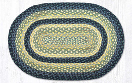 Earth Rugs C-362 Breezy Blue Taupe  Oval Braided Rug 20&quot; x 30&quot; - £31.60 GBP