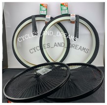 26&quot; Front &amp; Coaster Wheels 144 Spokes, White Wall Tires 26 X 2.125 ,Two Tubes - £180.69 GBP