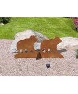 36in or 42in Wide Bear Cubs Lodge Decor Sturdy Rust Metal Yard Art Sculp... - $189.00+
