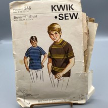 Vintage Sewing PATTERN Sew Knit n Stretch 346, Kwik Sew 1971 Boys T Shir... - $14.52