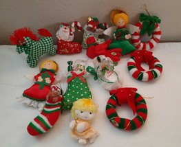 13 VTG Russ Stuffed Animal Christmas Ornaments Angels Horse Wreaths Baby&#39;s 1st  - £27.05 GBP