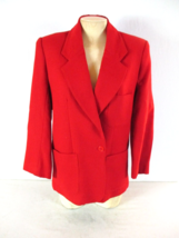 Summit Hill  Women&#39;s 12 Red Wool 3 Pockets 1 Button Up Jacket (C5) - $18.81