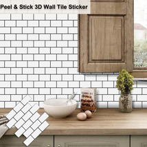 Subway Wall Stickers Peel And Stick 3D Brick Vinyl Wallpaper Bathroom Kitchen - $27.99