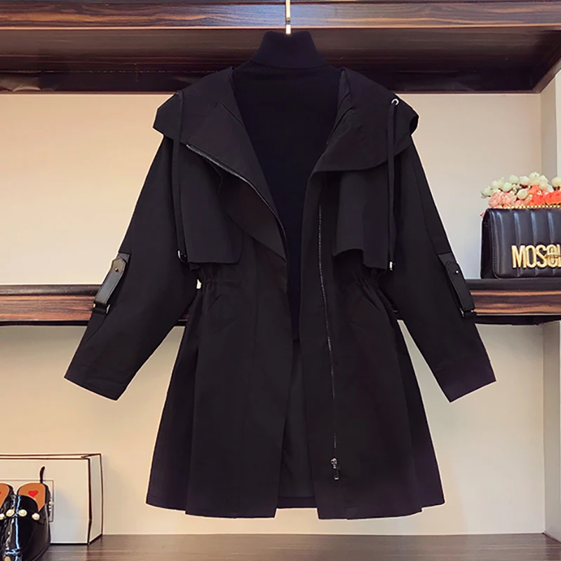 Women Black Hepburn Thick Warm Trench Coat  Winter Korean Fashion Elegan... - $445.47