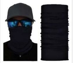 2 SOLID BLACK FACE MULTI FUNCTION SEAMLESS BANANA WRAP GAITER #50 ATV BI... - $12.34