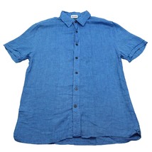 Perry Ellis Shirt Mens Small Blue Linen Short Sleeve Button Up Casual - $22.65