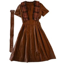 Vintage Dress Womens 10/12 Handmade Wool Blend Belted Sash Collar Short ... - £42.96 GBP