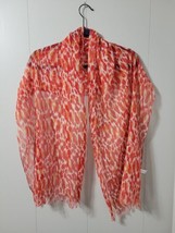 Unitalia Ladies Long Scarf Orange Red Animal Print Polyester 60x20 - $12.99