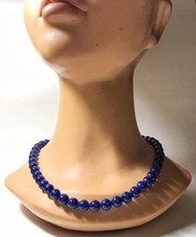 Vintage 18” Navy Blue Plastic 10mm Beads Necklace - $11.95