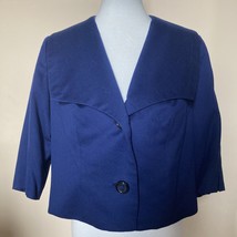 Vintage 1960’s Crop Blazer Navy Wide Sailor Collar Lined Jacket 3/4 Sleeve - $35.64