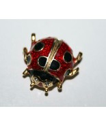 Ladybug Red Black Enamel Crystal Eyes Pin Brooch   J389 - £11.06 GBP