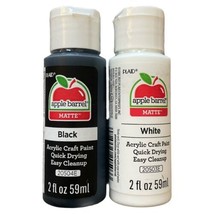 Black + White Acrylic Paint Set (2 Ounces Each) Apple Barrel Matte - Quick Dry - £6.22 GBP
