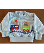 Vintage Joggles 80s 90s Teddy Bears Train Sweatshirt Top Sz 3/6 Months - $233.71 MXN