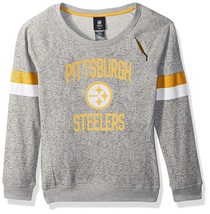 NFL Girls 7-16 My City Boatneck Sweatshirt Grey L 14 Pittsburg Steelers Pullover - £19.38 GBP