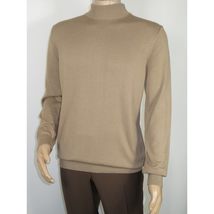 Men's Sweater Knit By BRANGO Turkey Mock Neck Cotton Blend 21050 Dark Beige image 8