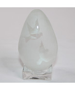 Frosted Glass Egg Shaped With Birds Etched Designs With Stand Art Glass Egg - $167.26 MXN