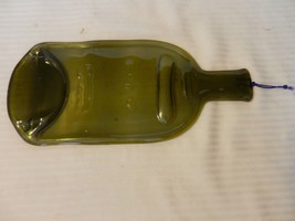Melted Recycled Dark Green Glass Cheese Tray or Wall Hanging 13.25&quot; Long - $50.00