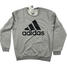 Adidas Men&#39;s Essentials Soft Fleece Big Logo Crewneck Sweatshirt Grey XL - $14.84