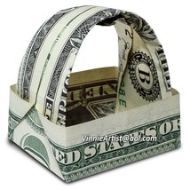 Dollar Origami GIFT BASKET Made with REAL MONEY Handmade Cash Art Gift Idea - $183.11 MXN+
