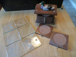 Vintage Albert E. Price Mallard Duck Wood Coaster Set w/Bonus Glass Coasters - £19.91 GBP