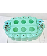 Vintage Hard Plastic 6 Lipstick Vanity Stand Soft Mint Green w 3D Flowers - €17,05 EUR